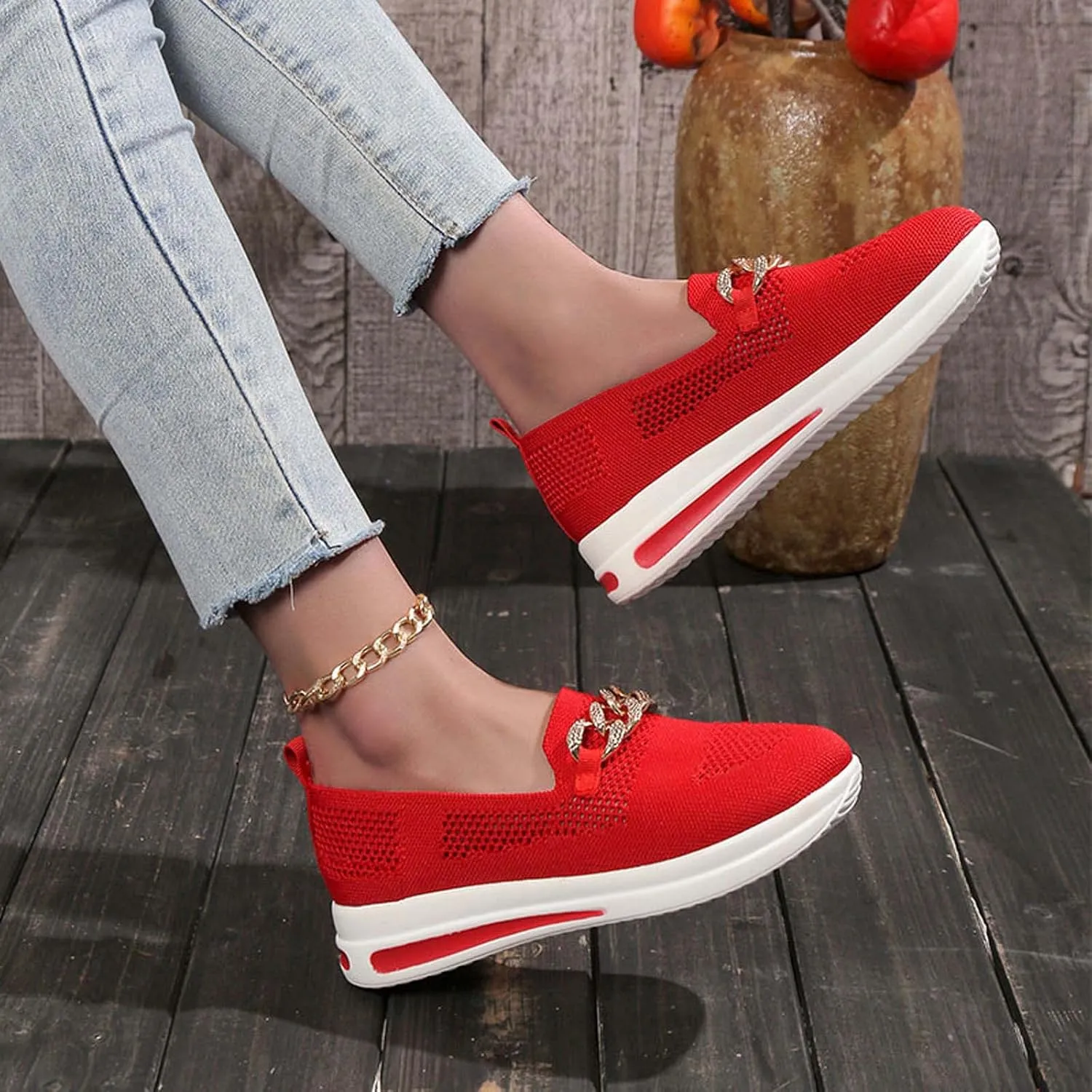 Slip On Loafers for Women Mesh Breathable Platform Wedge Sneaker Wide Width Running Sneaker Vacation Work Nurse Shoes
