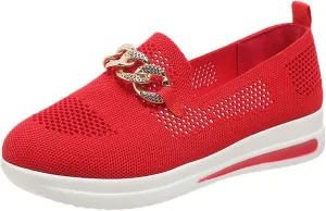 Slip On Loafers for Women Mesh Breathable Platform Wedge Sneaker Wide Width Running Sneaker Vacation Work Nurse Shoes