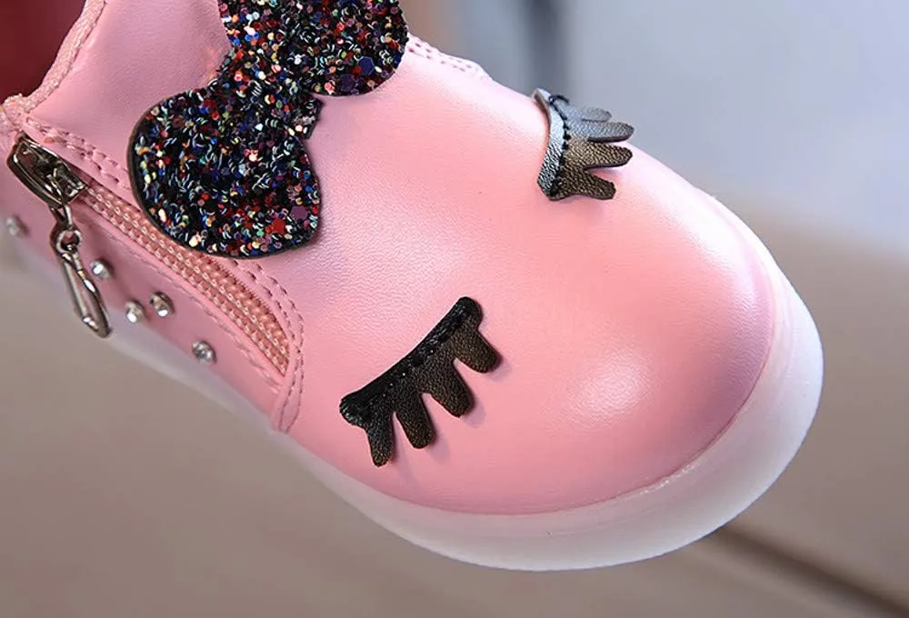 Sneakers for Boys 1-6 Years Kids Toddler Baby Girls LED Light Sneaker Crystal Bowknot Boots Sport Shoes Black Sneakers