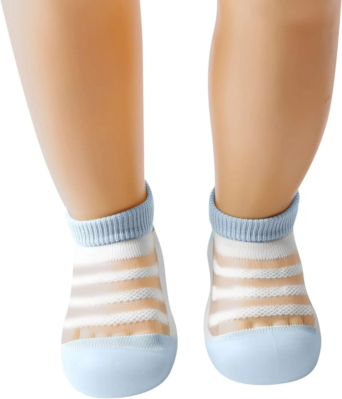 Sole 536Months Anklet Soft Toddler Striped Girls Slipper Shoes Rubber Kids Boys Breathable Summer Football Cleats Youth (Light Blue, 2-3 Years)