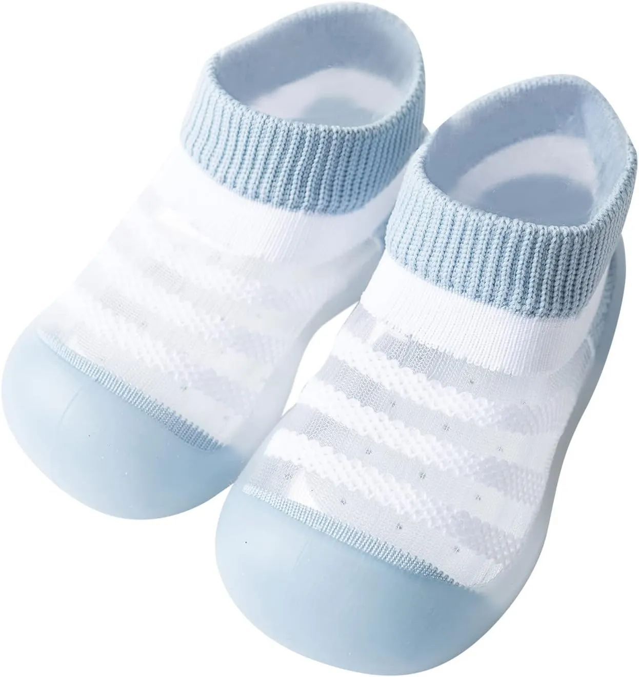 Sole 536Months Anklet Soft Toddler Striped Girls Slipper Shoes Rubber Kids Boys Breathable Summer Football Cleats Youth (Light Blue, 2-3 Years)