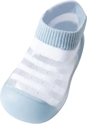 Sole 536Months Anklet Soft Toddler Striped Girls Slipper Shoes Rubber Kids Boys Breathable Summer Football Cleats Youth (Light Blue, 2-3 Years)