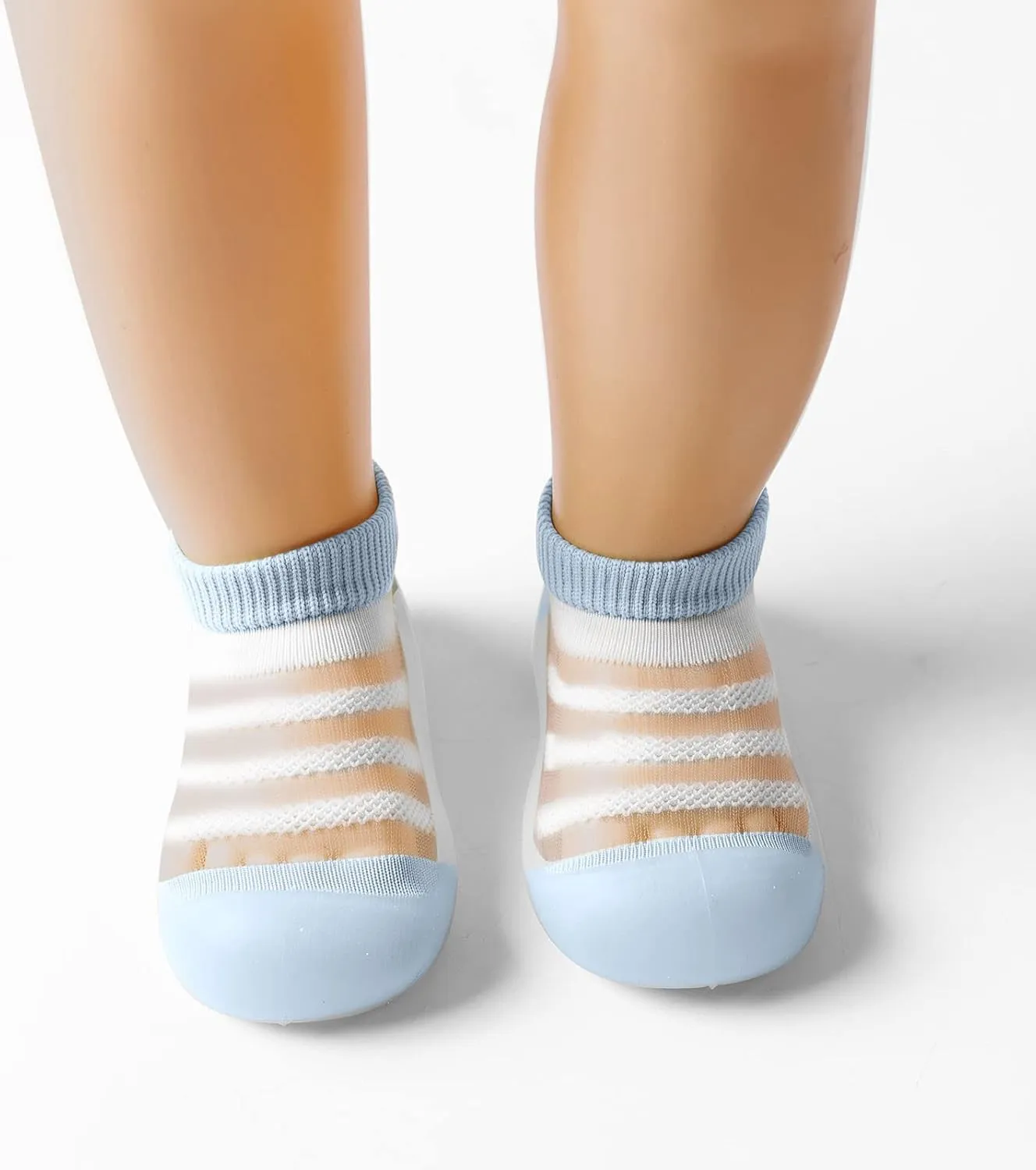 Sole 536Months Anklet Soft Toddler Striped Girls Slipper Shoes Rubber Kids Boys Breathable Summer Football Cleats Youth (Light Blue, 2-3 Years)