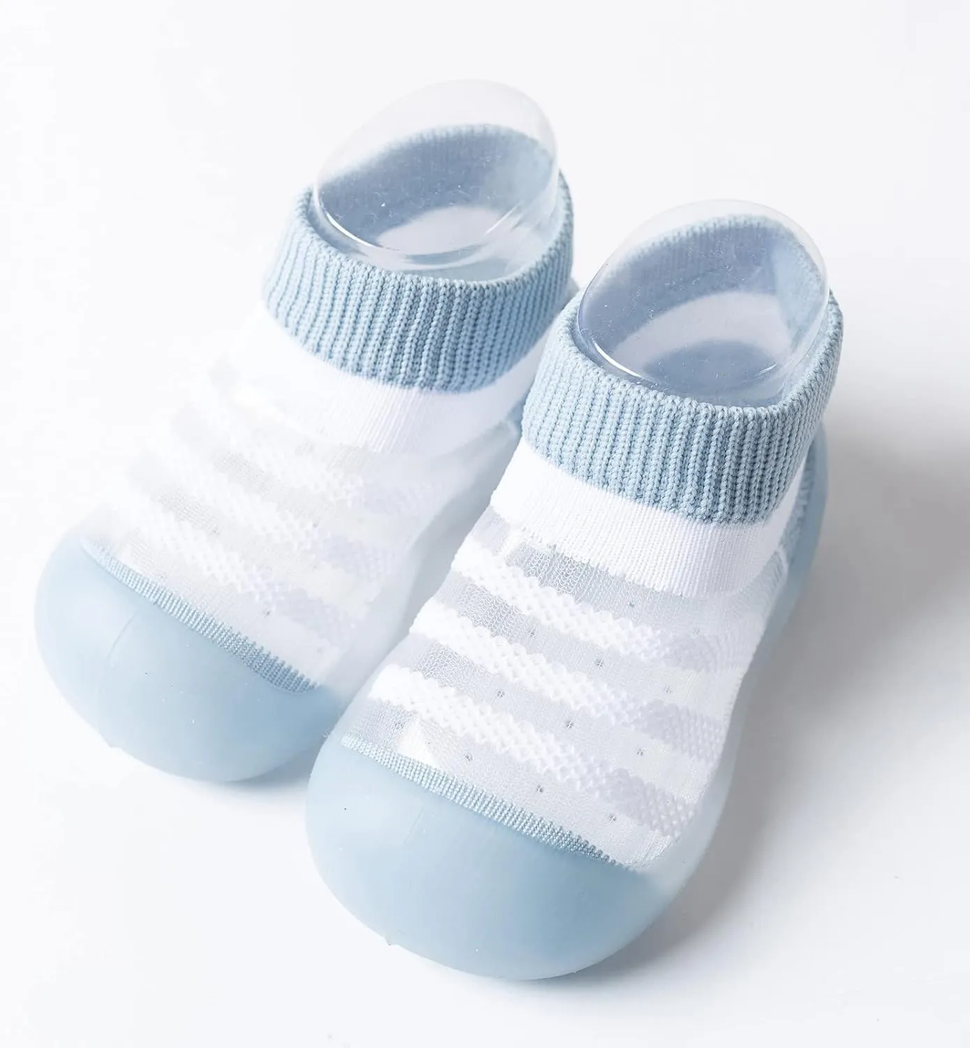 Sole 536Months Anklet Soft Toddler Striped Girls Slipper Shoes Rubber Kids Boys Breathable Summer Football Cleats Youth (Light Blue, 2-3 Years)