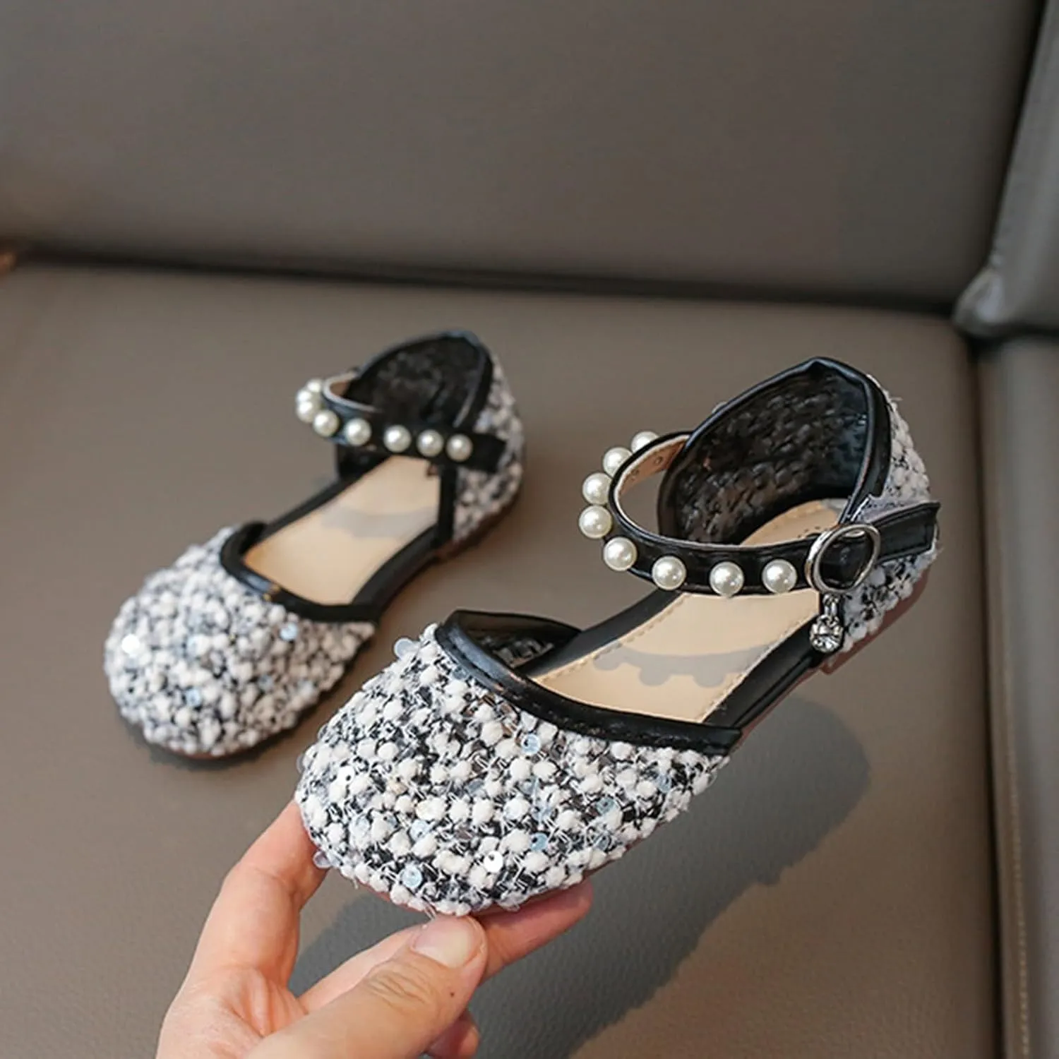 Toddler Girls Dress Shoes Ballet Flat Little Girl's Mary Jane Princess Flower Girl Shoes for Toddler Sandals Size 4