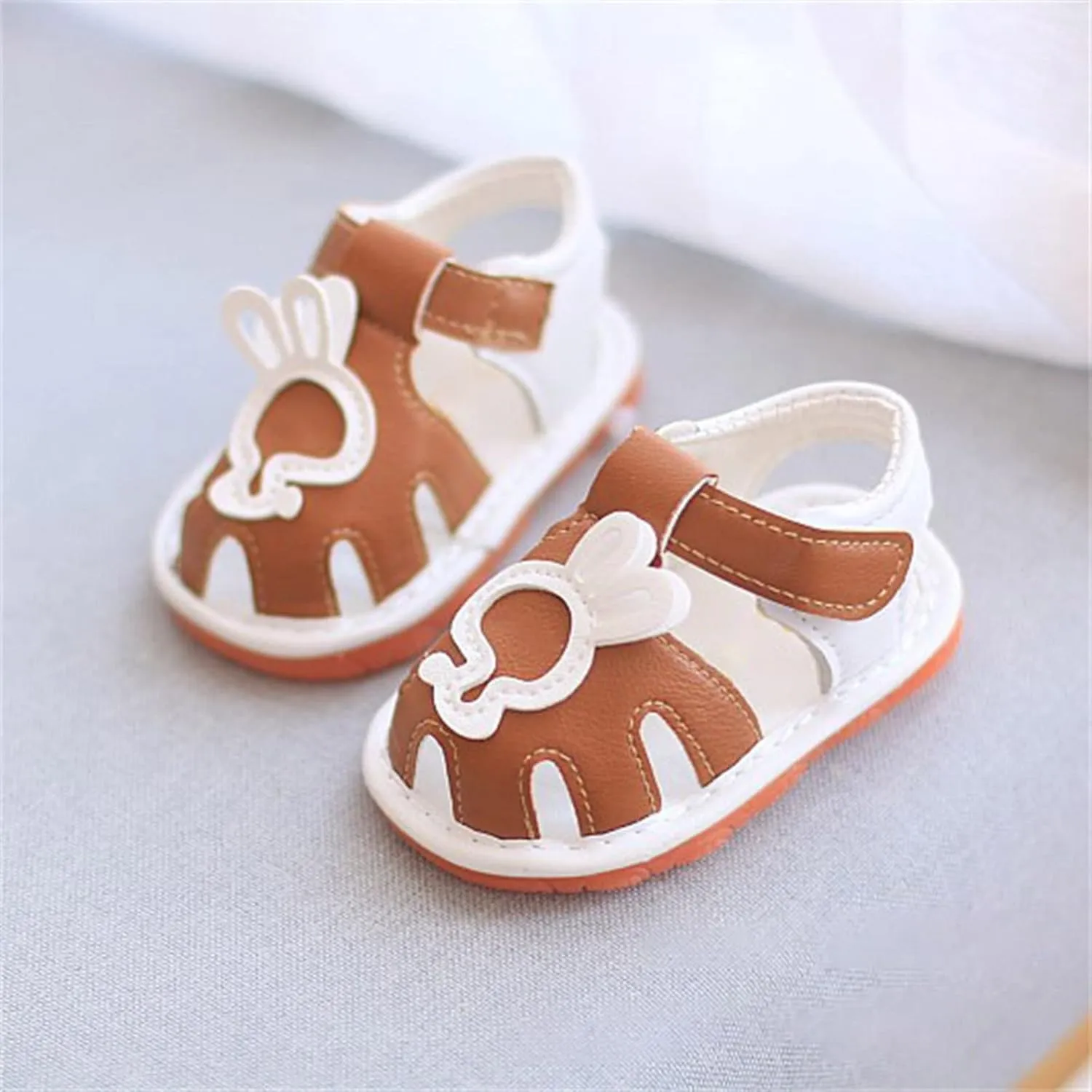 Toddler Girls Open Toe Sandals Breathable Soft Sole Flats Lightweight Water Shoes with Cute Bunny Pattern Sandals