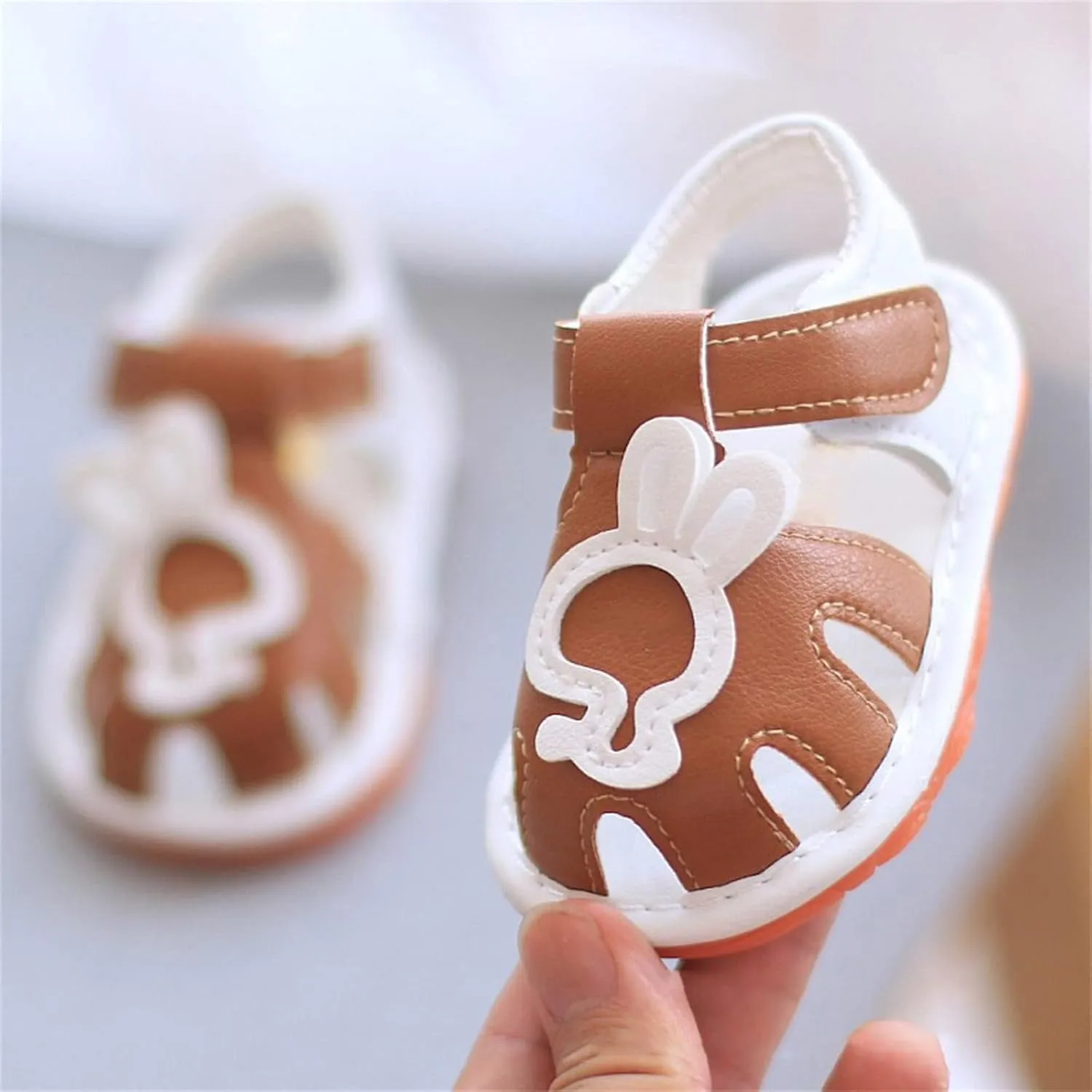 Toddler Girls Open Toe Sandals Breathable Soft Sole Flats Lightweight Water Shoes with Cute Bunny Pattern Sandals
