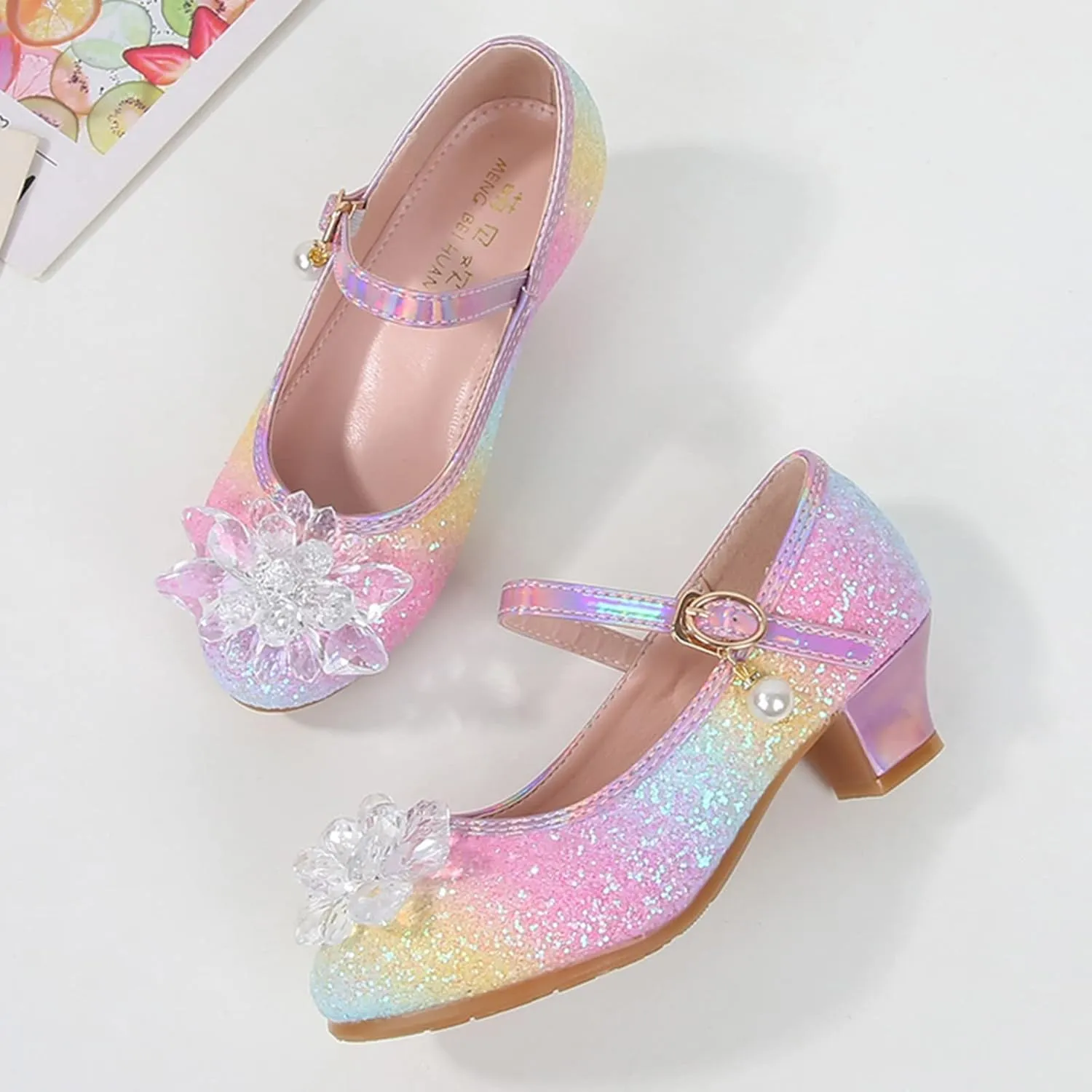 Toddler Girls Shoes Fashion Flat Princess Shoes Bowknot Pearl Children Soft Sole Small Leather Shoes for Big Girls (Pink, 2.5 Big Kids)