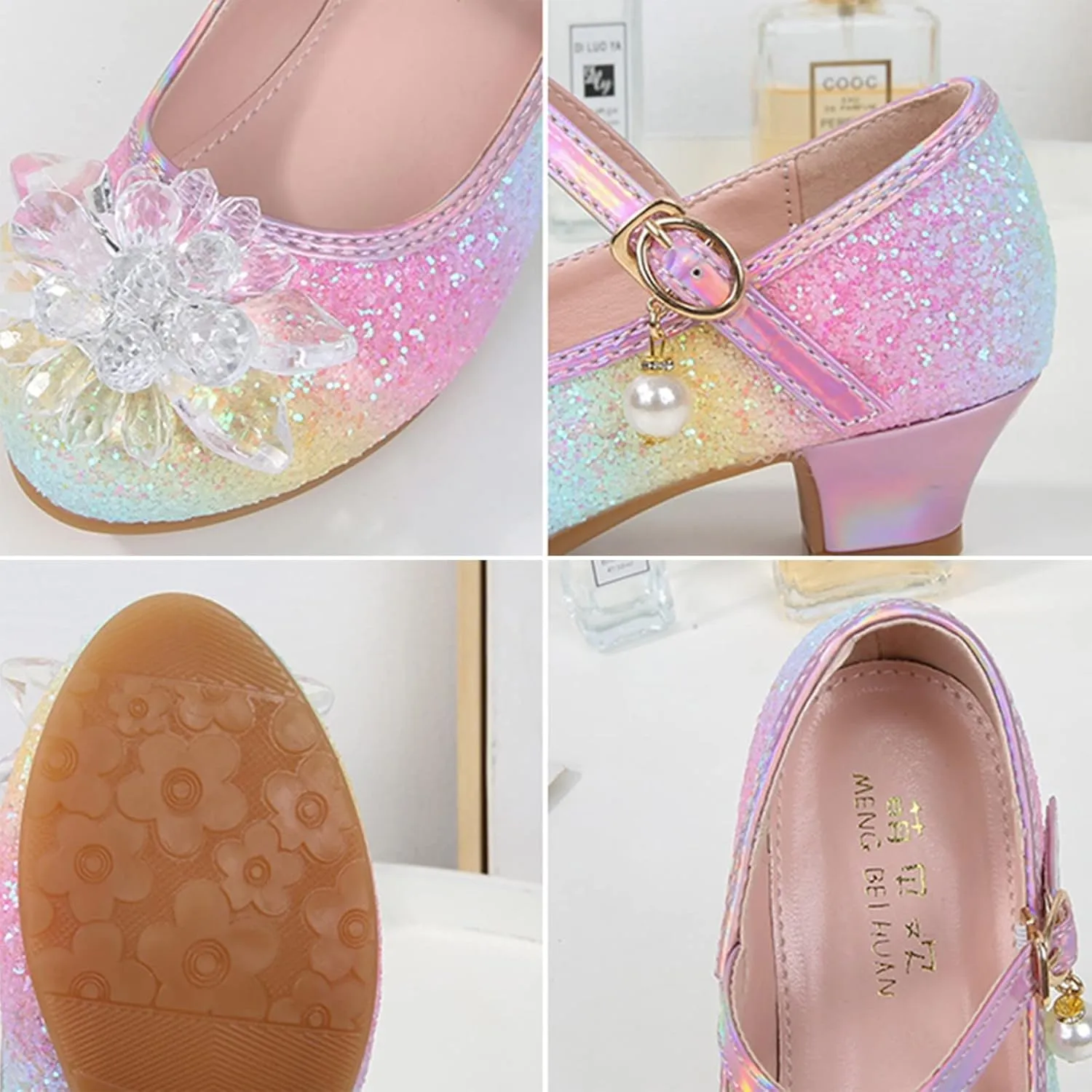 Toddler Girls Shoes Fashion Flat Princess Shoes Bowknot Pearl Children Soft Sole Small Leather Shoes for Big Girls (Pink, 2.5 Big Kids)