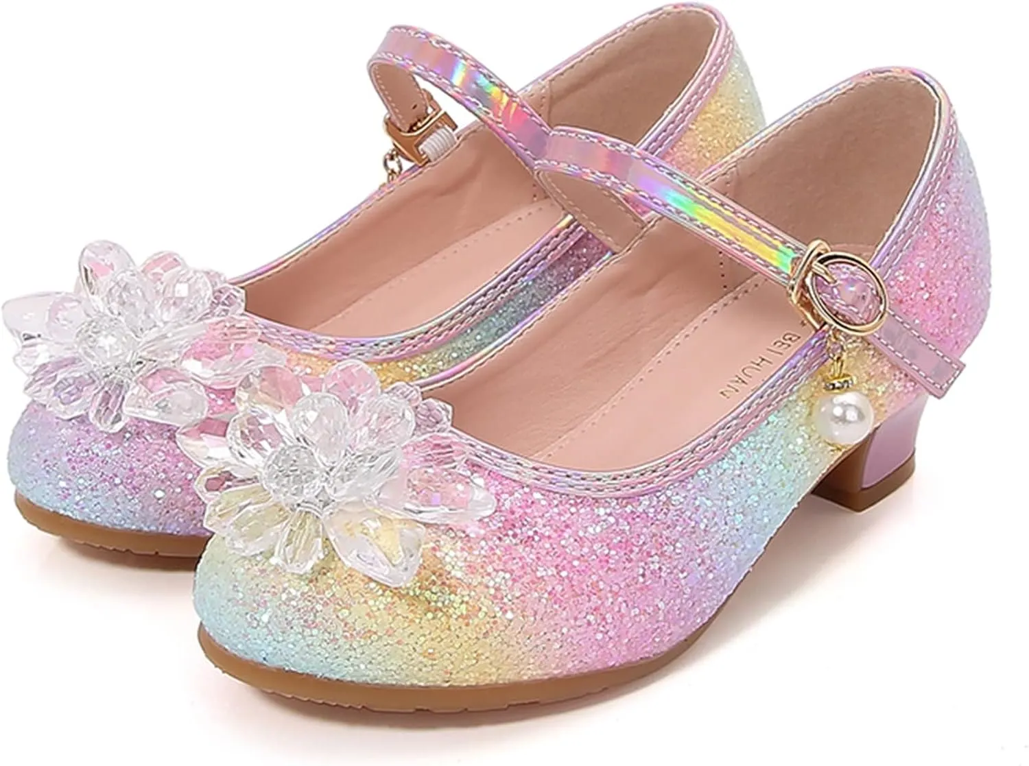 Toddler Girls Shoes Fashion Flat Princess Shoes Bowknot Pearl Children Soft Sole Small Leather Shoes for Big Girls (Pink, 2.5 Big Kids)