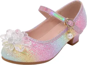 Toddler Girls Shoes Fashion Flat Princess Shoes Bowknot Pearl Children Soft Sole Small Leather Shoes for Big Girls (Pink, 2.5 Big Kids)