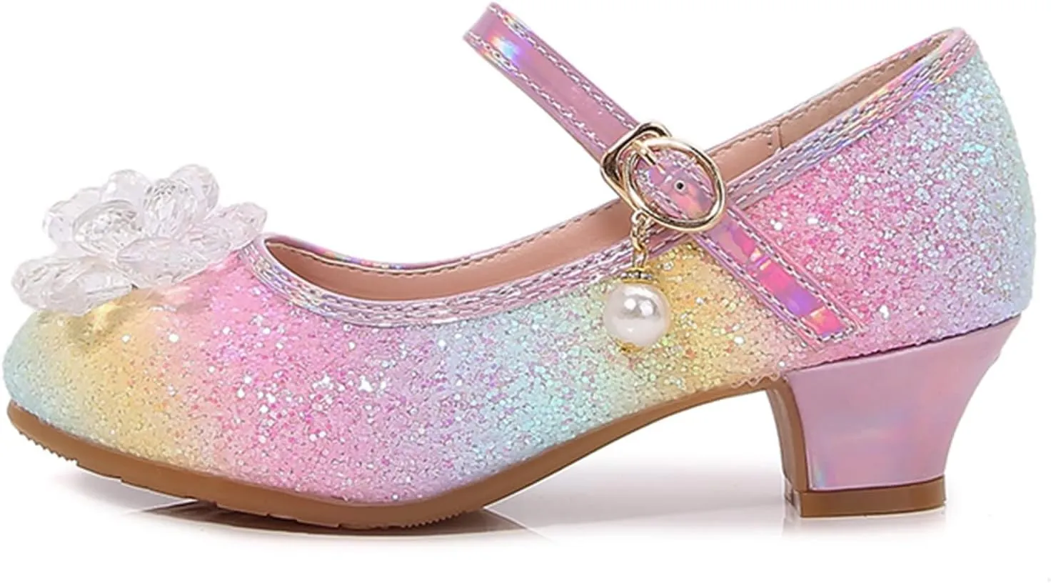 Toddler Girls Shoes Fashion Flat Princess Shoes Bowknot Pearl Children Soft Sole Small Leather Shoes for Big Girls (Pink, 2.5 Big Kids)