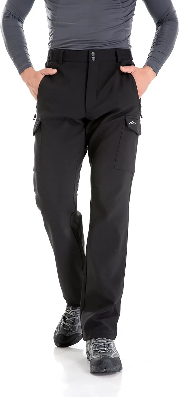 TRAILSIDE SUPPLY CO. Men's Fleece Lined Insulated Pants Softshell Pants,Water and Wind-Resistant