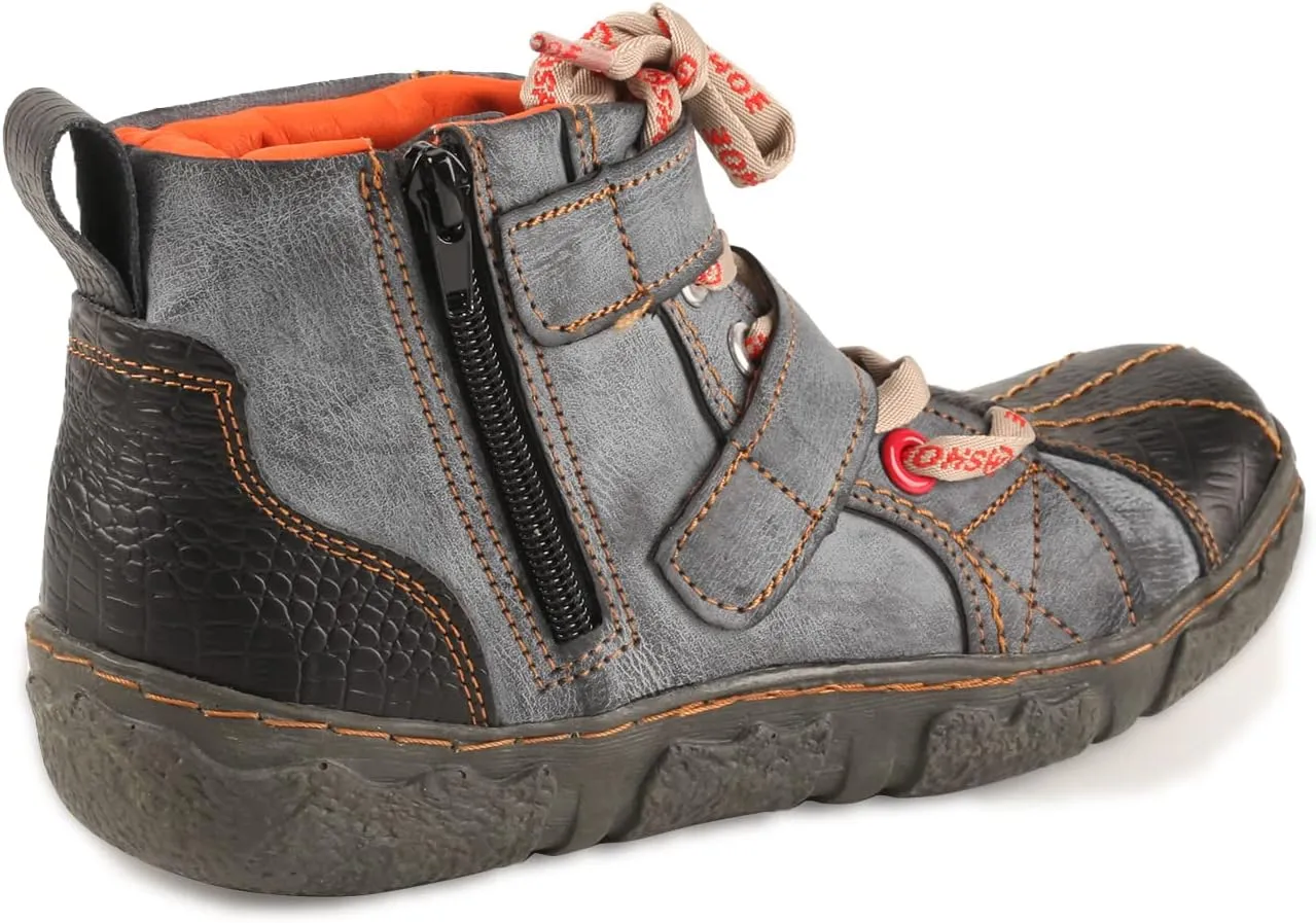 Two-Tone PU Leather Women's Ankle Boots
