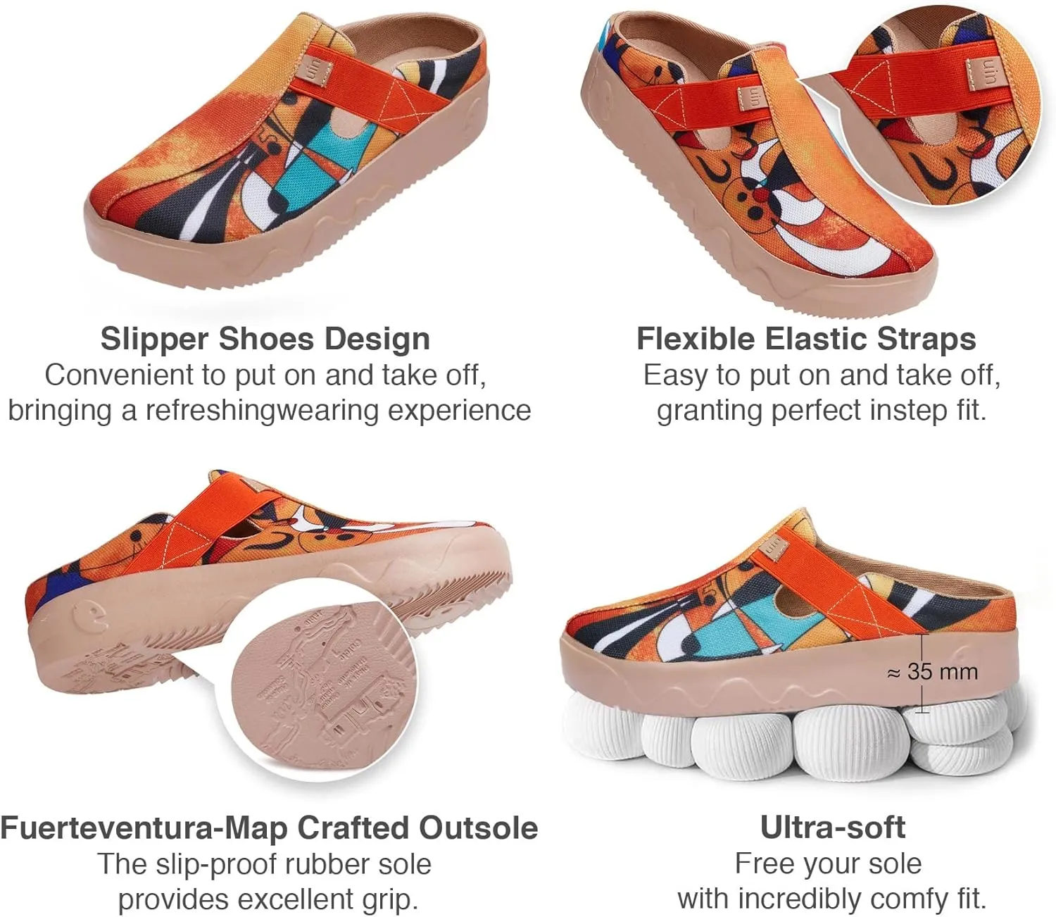 UIN Men's Casual Loafers Slip Ons Comfortable Art Painted Travel Fashion Sneakers Fuerteventura