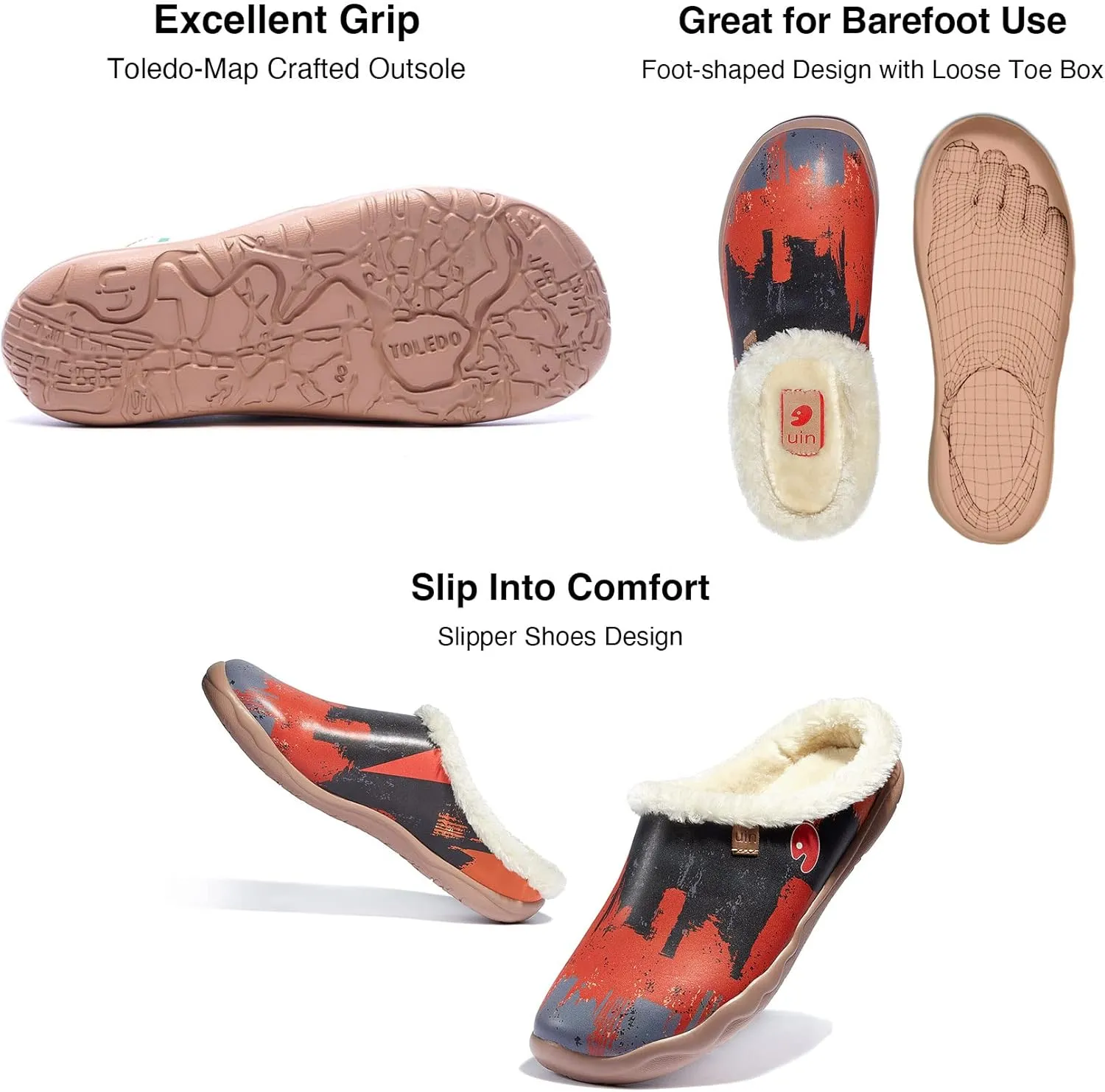 UIN Men's Mules Slipper Loafers Lightweight Comfort Mules Walking Casual Clogs Household Slip Ons Art Painted Travel Shoes Midnight Street 2