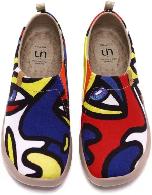 UIN Women's Slip Ons Art Painted Loafers Comfort Walking Canvas Flats Casual Travel Shoes Toledo Charming Kiss Ⅱ (10.5)
