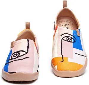 UIN Women's Slip Ons Canvas Lightweight Flats Sneakers Walking Casual Loafers Comfortable Art Painted Travel Shoes Look at Me (7)