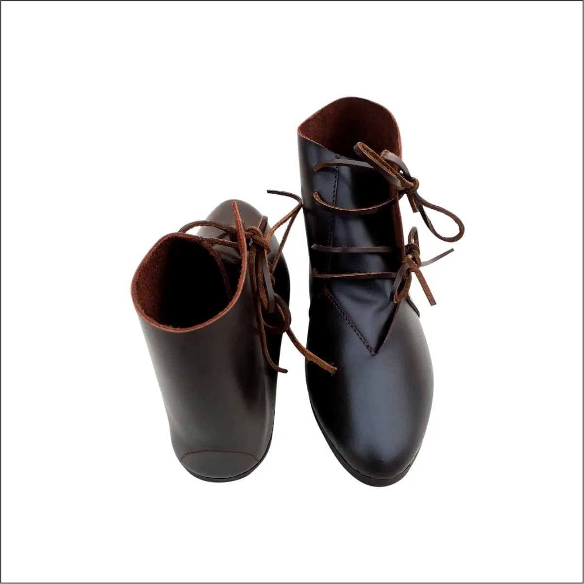 Viking Style Leather Lace Boots Pair Leather Lace Footwear Pair