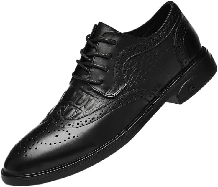 Vintage Lace-up Wingtips Oxfords Men's Fashionable Business Leather Shoes Italy Style Comfortable Breathable Dress Shoes