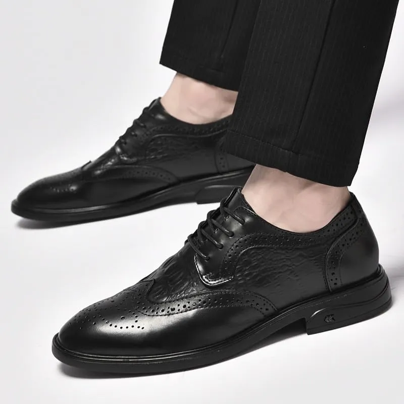 Vintage Lace-up Wingtips Oxfords Men's Fashionable Business Leather Shoes Italy Style Comfortable Breathable Dress Shoes