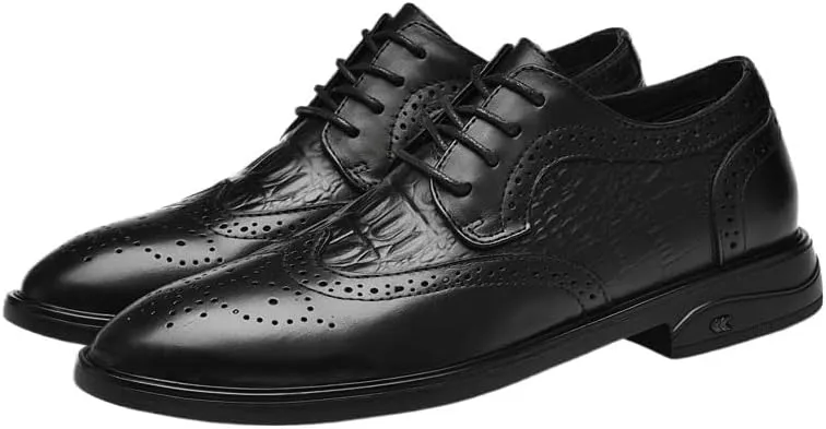 Vintage Lace-up Wingtips Oxfords Men's Fashionable Business Leather Shoes Italy Style Comfortable Breathable Dress Shoes