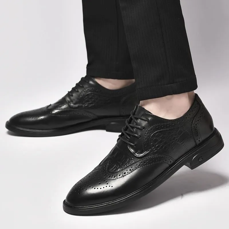 Vintage Lace-up Wingtips Oxfords Men's Fashionable Business Leather Shoes Italy Style Comfortable Breathable Dress Shoes