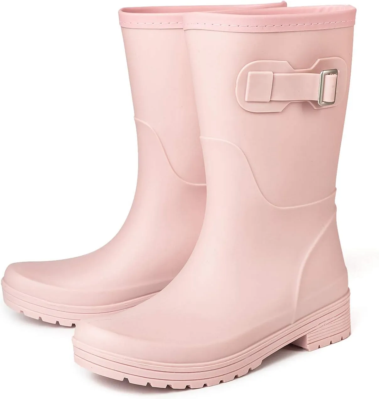 VOROLO Women's Short Rain Boots,Rubber Waterproof Garden Boots,Elastic Slip On Ankle Chelsea Boot,Fashion Insulated Rain Shoe With Low Heel