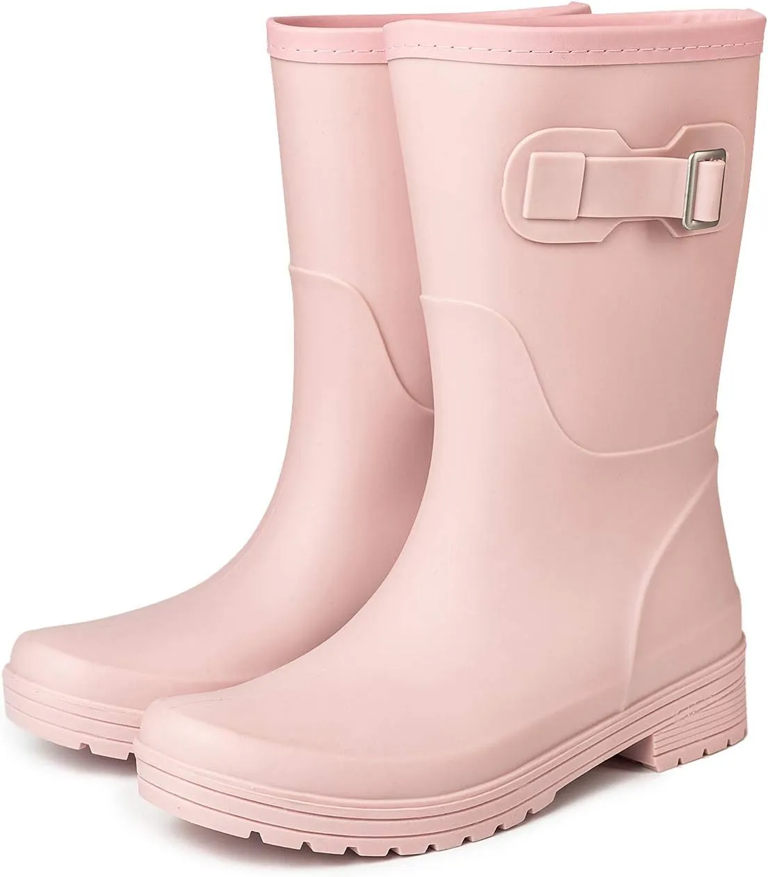 VOROLO Women's Short Rain Boots,Rubber Waterproof Garden Boots,Elastic Slip On Ankle Chelsea Boot,Fashion Insulated Rain Shoe With Low Heel