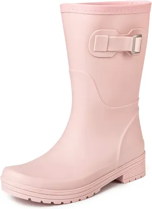 VOROLO Women's Short Rain Boots,Rubber Waterproof Garden Boots,Elastic Slip On Ankle Chelsea Boot,Fashion Insulated Rain Shoe With Low Heel