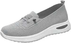 Walking Shoes Women Breathable Knitted Mesh Lightweight Slip-On Loafers Lace Up Orthopedic Soft Sole Non-Slip Outdoor