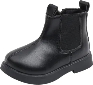Winter Boots for Girls Ankle Boots with Side Zipper Waterproof Leather Booties Elastic Slip on Boot Fashion Platform Shoes
