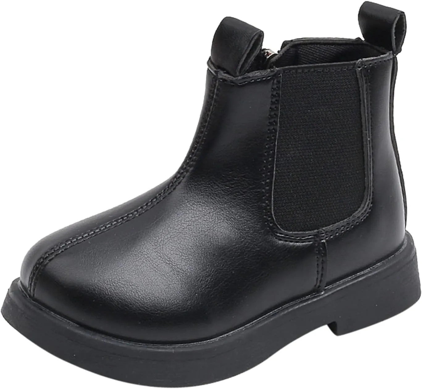 Winter Boots for Girls Ankle Boots with Side Zipper Waterproof Leather Booties Elastic Slip on Boot Fashion Platform Shoes