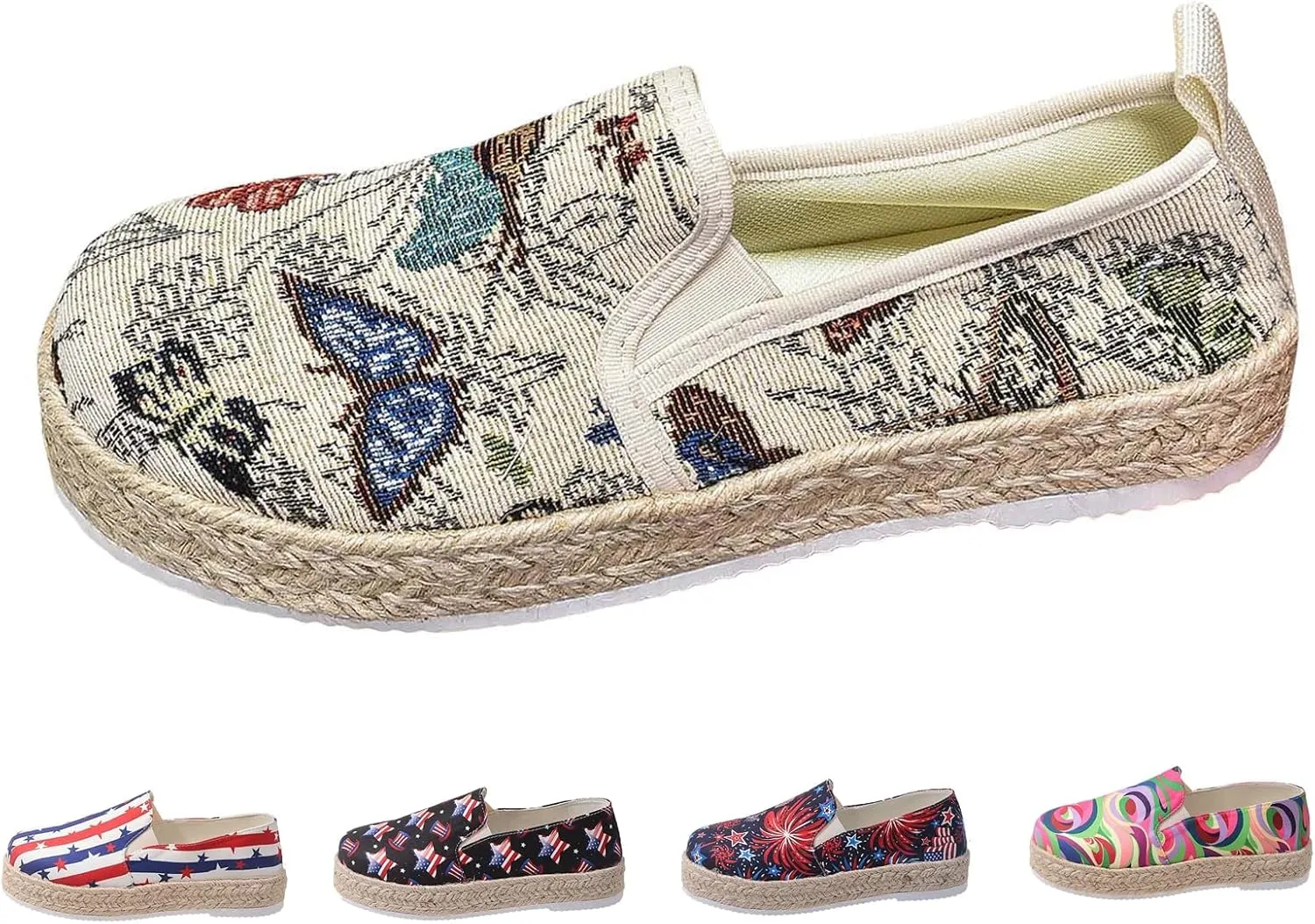 Women's 4th of July Platform SneakersFlag Print Fashion Sports ShoesFlat Casual Canvas Shoes Casual Slip On Platform Shoes