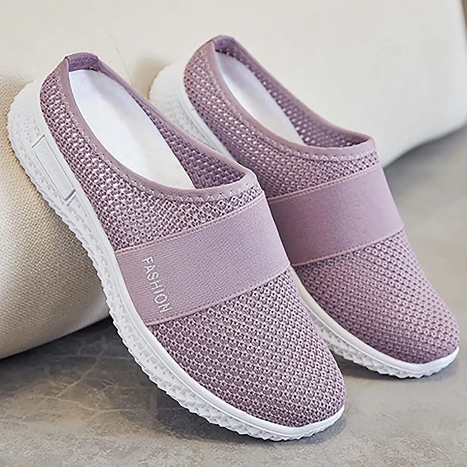 Women's Backless Slip on Mesh Sneakers Shoes Running Shoes for Women Slip On Casual Black Shoes Brown Sneakers Brown Tennis Shoe Trainers Shoe