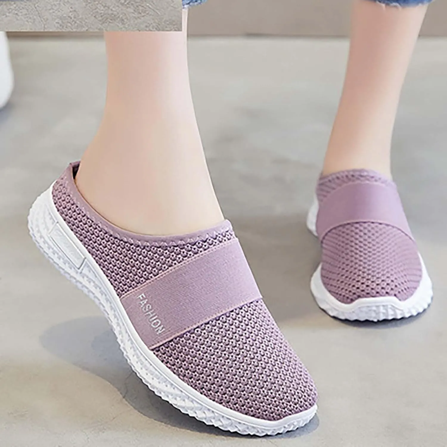 Women's Backless Slip on Mesh Sneakers Shoes Running Shoes for Women Slip On Casual Black Shoes Brown Sneakers Brown Tennis Shoe Trainers Shoe