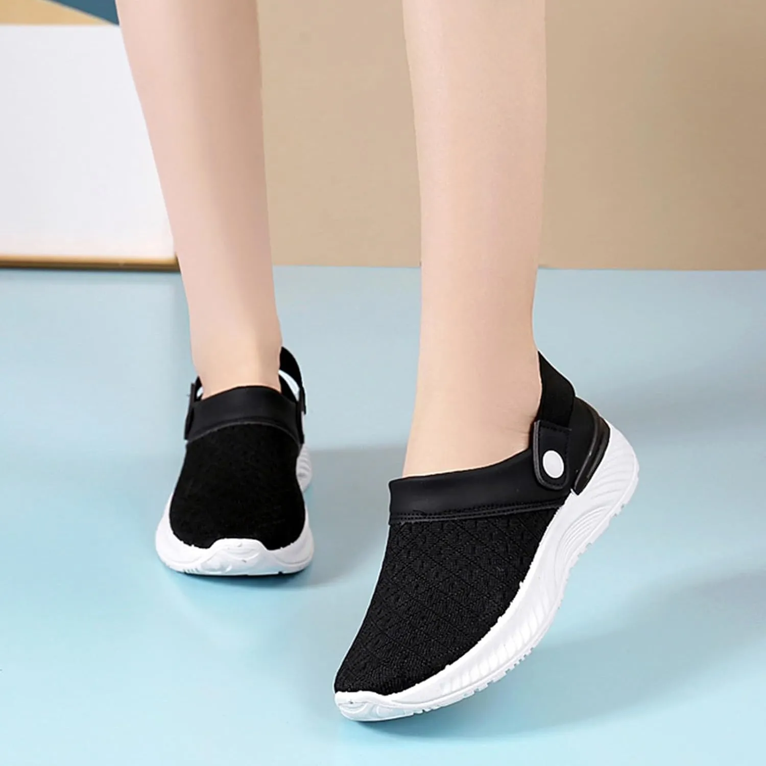 Women's Backless Slip on Mesh Sneakers Shoes Running Shoes for Women Slip On Casual Black Shoes Brown Sneakers Brown Tennis Shoe Trainers Shoe