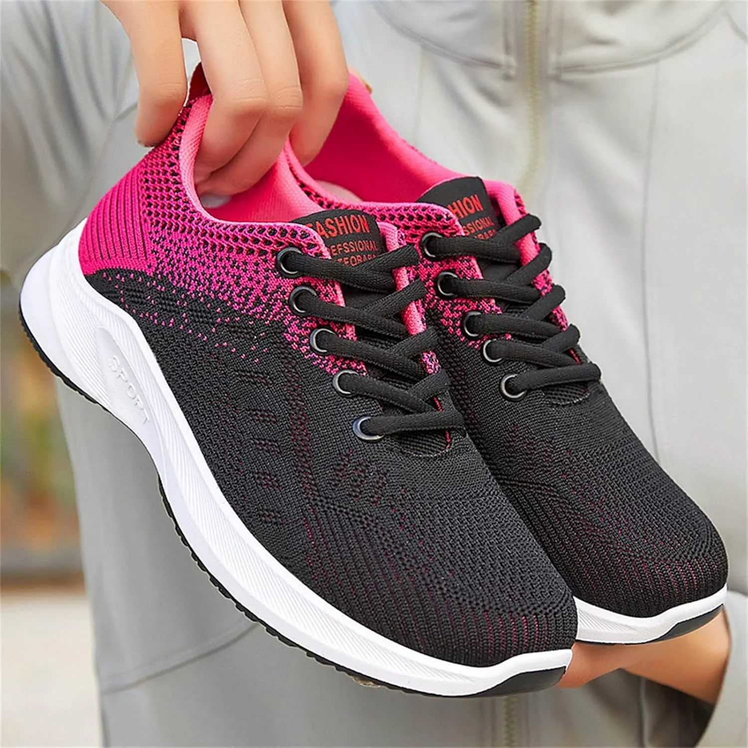 Womens Black Fashion Sneakers 2023 Black Non Slip Tennis Shoes Woman Cute Black Sneakers for Women Dressy Black Wedge Gym Shoes for Women Non Slip Work Shoes for Women Arch Support