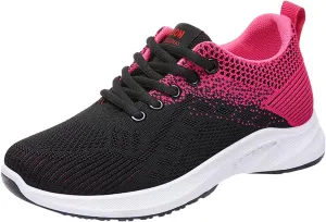 Womens Black Fashion Sneakers 2023 Black Non Slip Tennis Shoes Woman Cute Black Sneakers for Women Dressy Black Wedge Gym Shoes for Women Non Slip Work Shoes for Women Arch Support