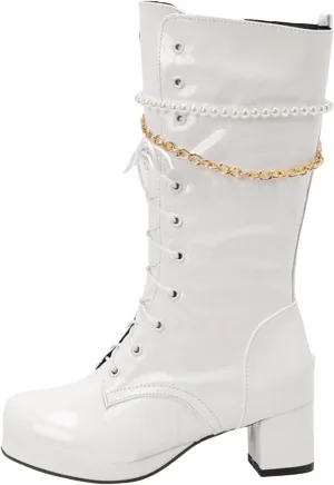 Women's Cowboy Simple Fashion Vintage Boots Pointed Toe Low Heel Side Zipper Knee Boots Womens Leather Boots Knee High Cowboy