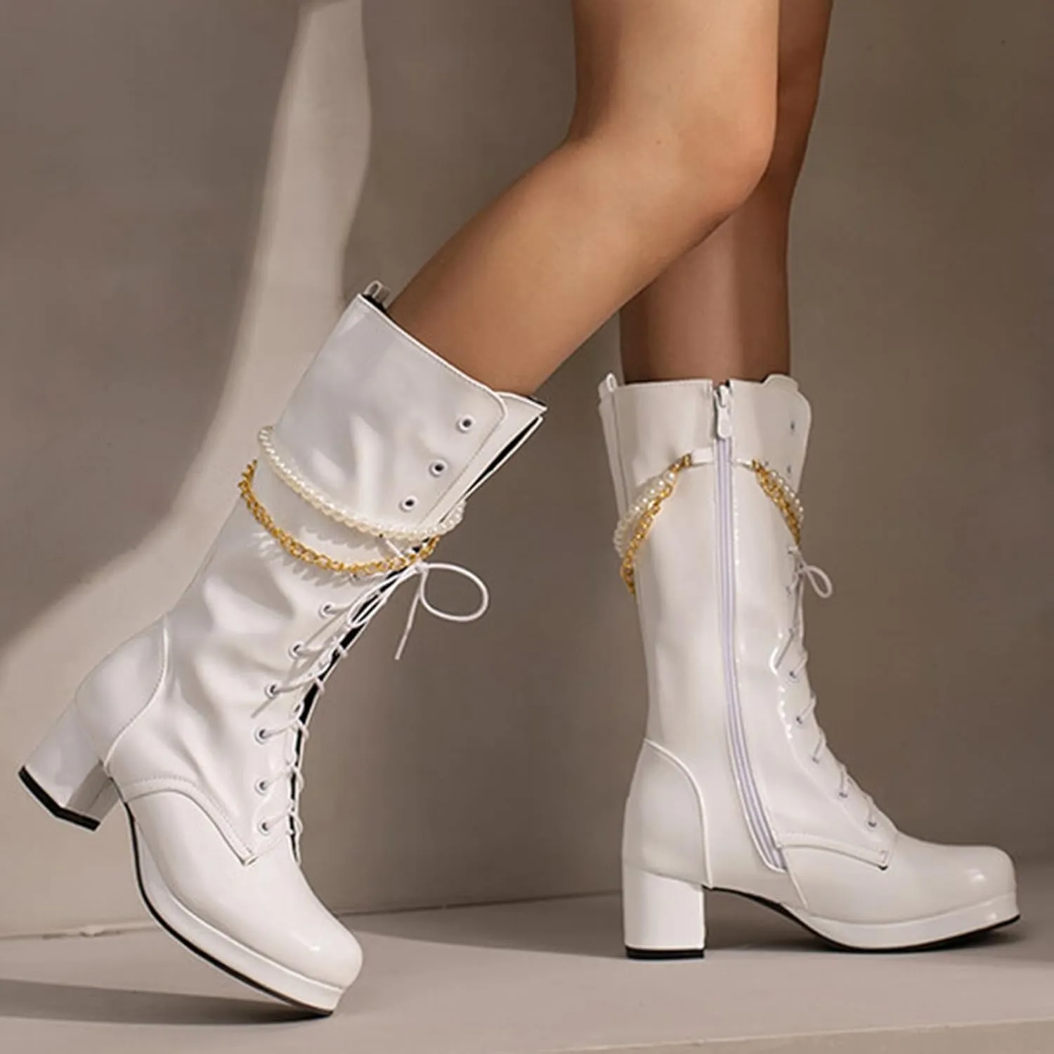 Women's Cowboy Simple Fashion Vintage Boots Pointed Toe Low Heel Side Zipper Knee Boots Womens Leather Boots Knee High Cowboy