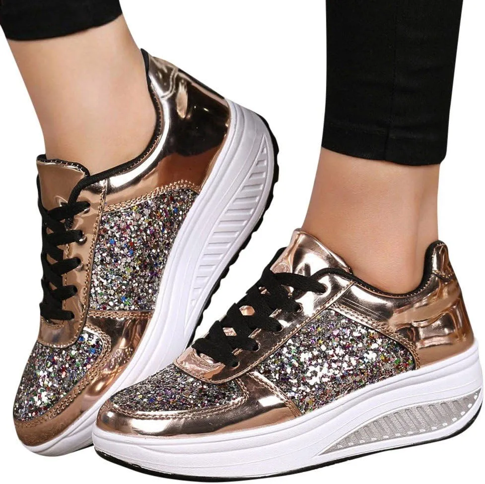 Women's Fashion Platform High Top Sneakers Zapatos para Mujer Comodos De Fiesta Wide Width Sneakers for Women Slip Ons Sneakers for Women Shoes for Wedding Guest Women Comfy Fall
