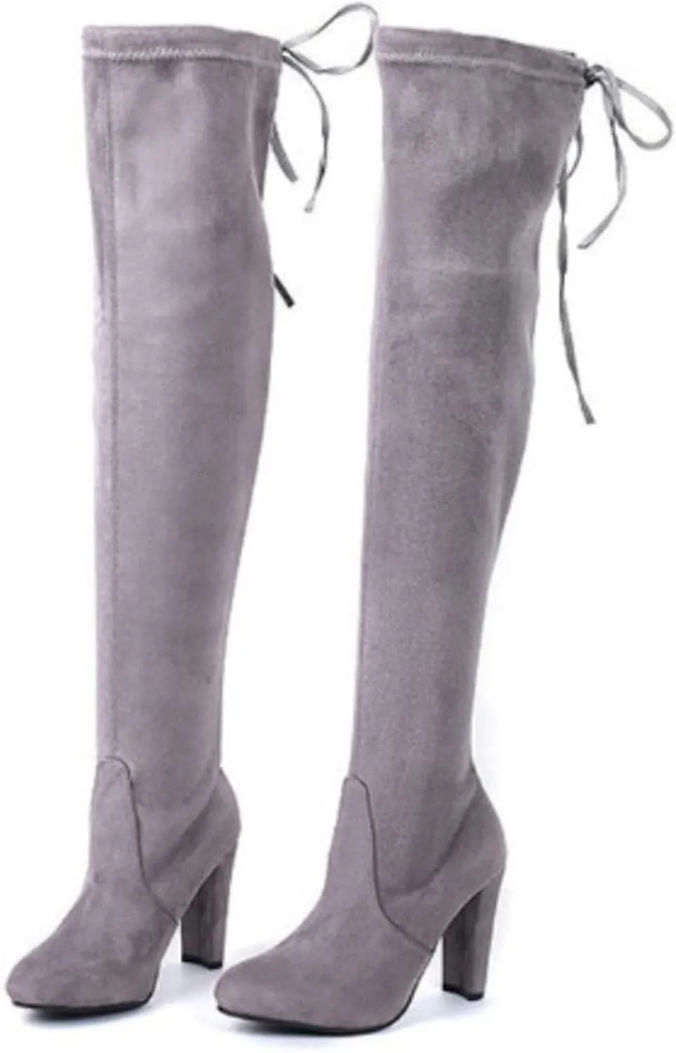 Womens Knee High Boots Thigh High Suede Block Boots Winter Dress Tall Boots Round Toe Zipper Long Boots