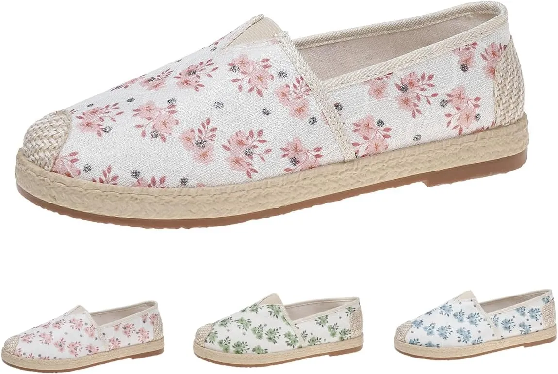 Women's Loafers Slip on Shoes, Low Top Canvas Embroidered Sneakers Non Slip Fashion Casual Shoes