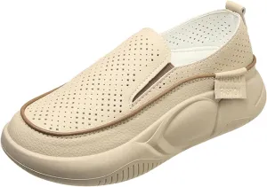 Women's Orthopedic Shoes,Soft-Soled Slip-On Mesh Loafers,Soft Comfortable Breathable Work Single Thick Soled Sandals Khaki, 35