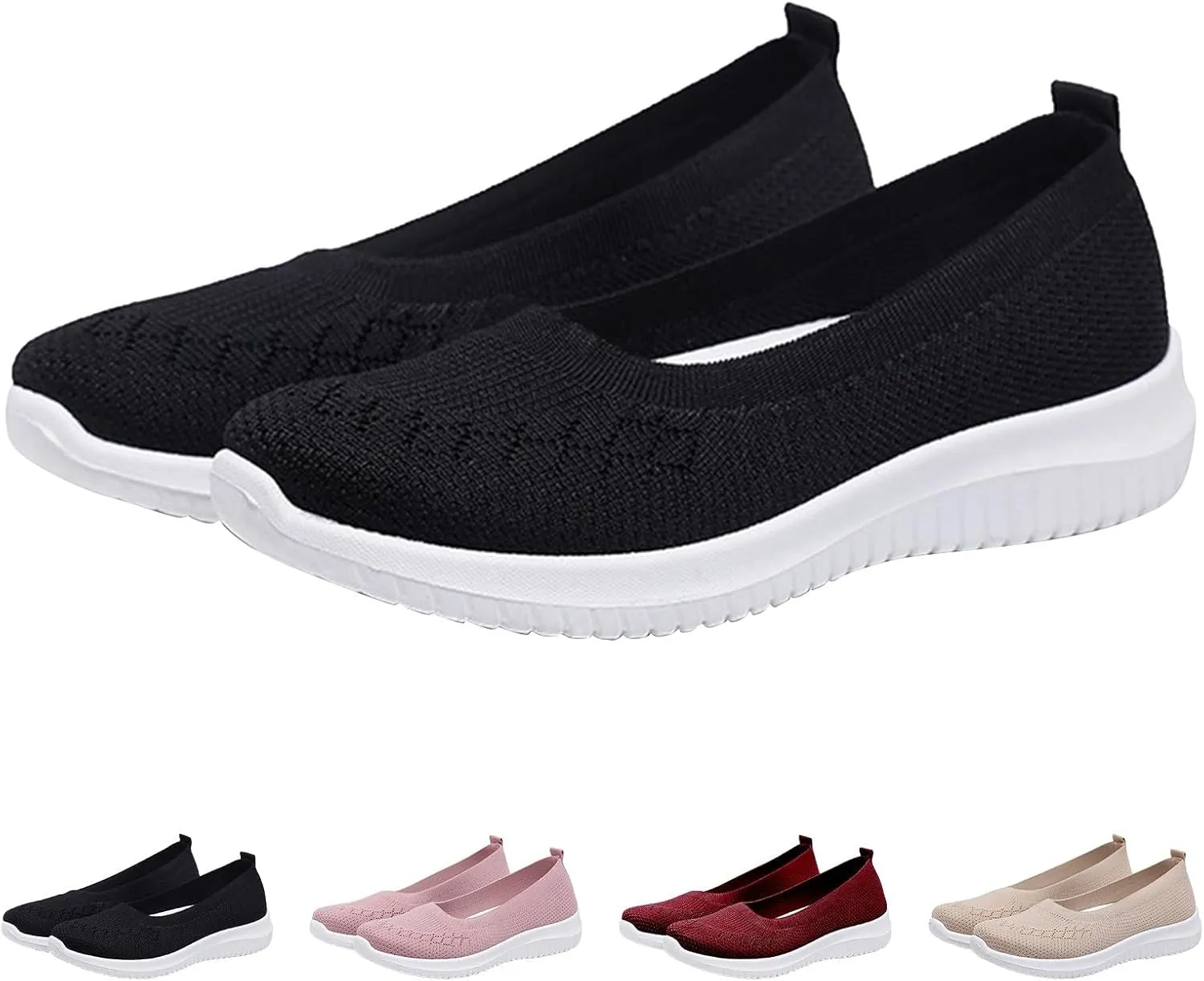 Womens Shoes Slip On Cute Round Toe Women's Sneakers Loafers Casual Solid Color Lightweight Running Shoes Loafers for Women Casual Walking Shoe