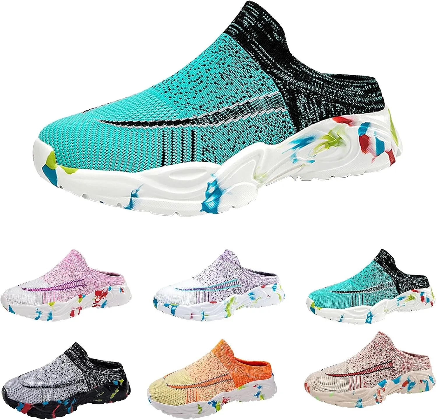 Women's Slip-on Mule Sneakers Lightweight Tennis Shoes Men Dressy Slip On Shoes Casual Shoes Sneakers Brown Tennis Shoe Loafers Casual Slip On