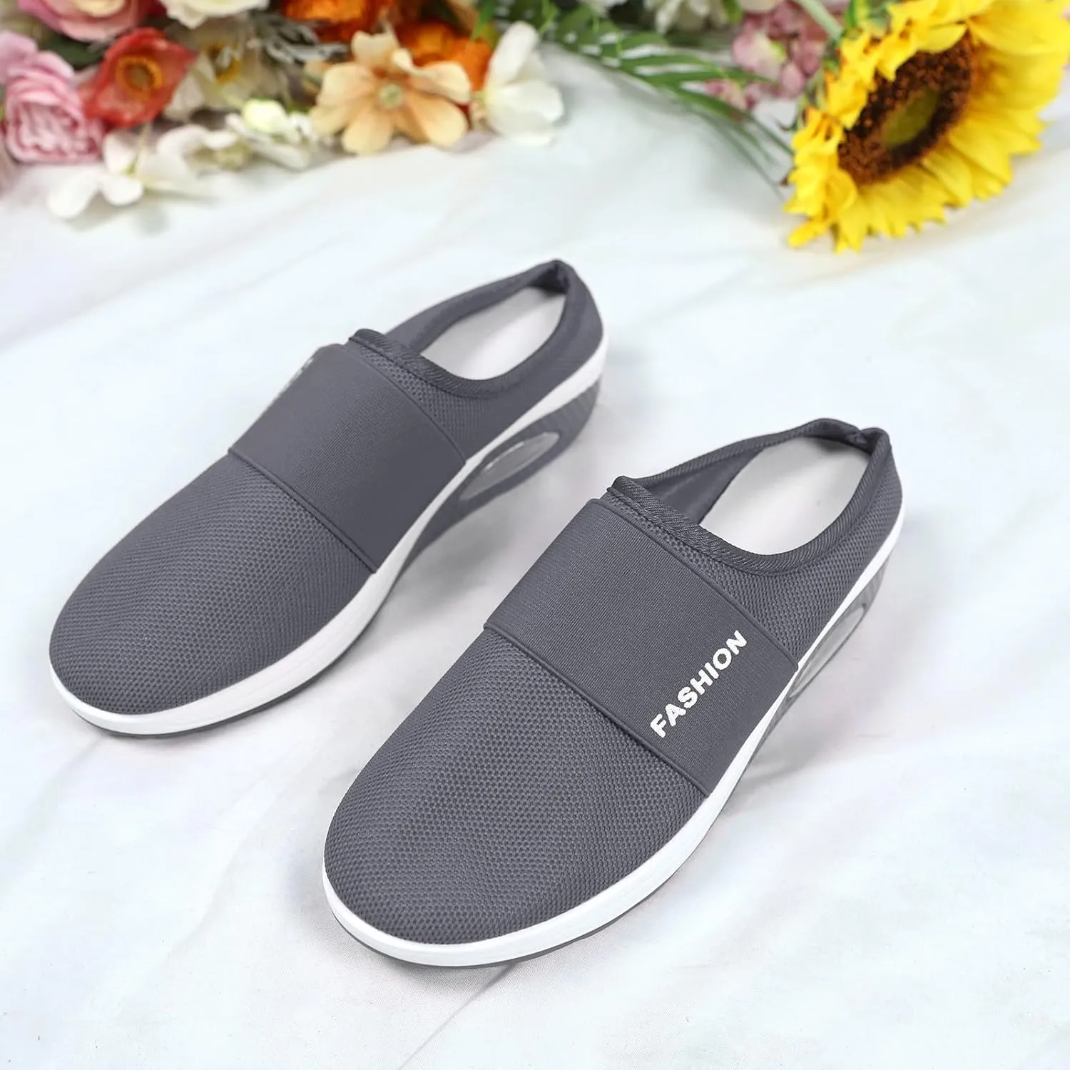 Women's Slip-On Orthopedic Arch Support Backless Tennis Shoes Men Lether Casual Tennis Shoes Casual Sneakers Steel Toe Tennis Shoe White Loafers