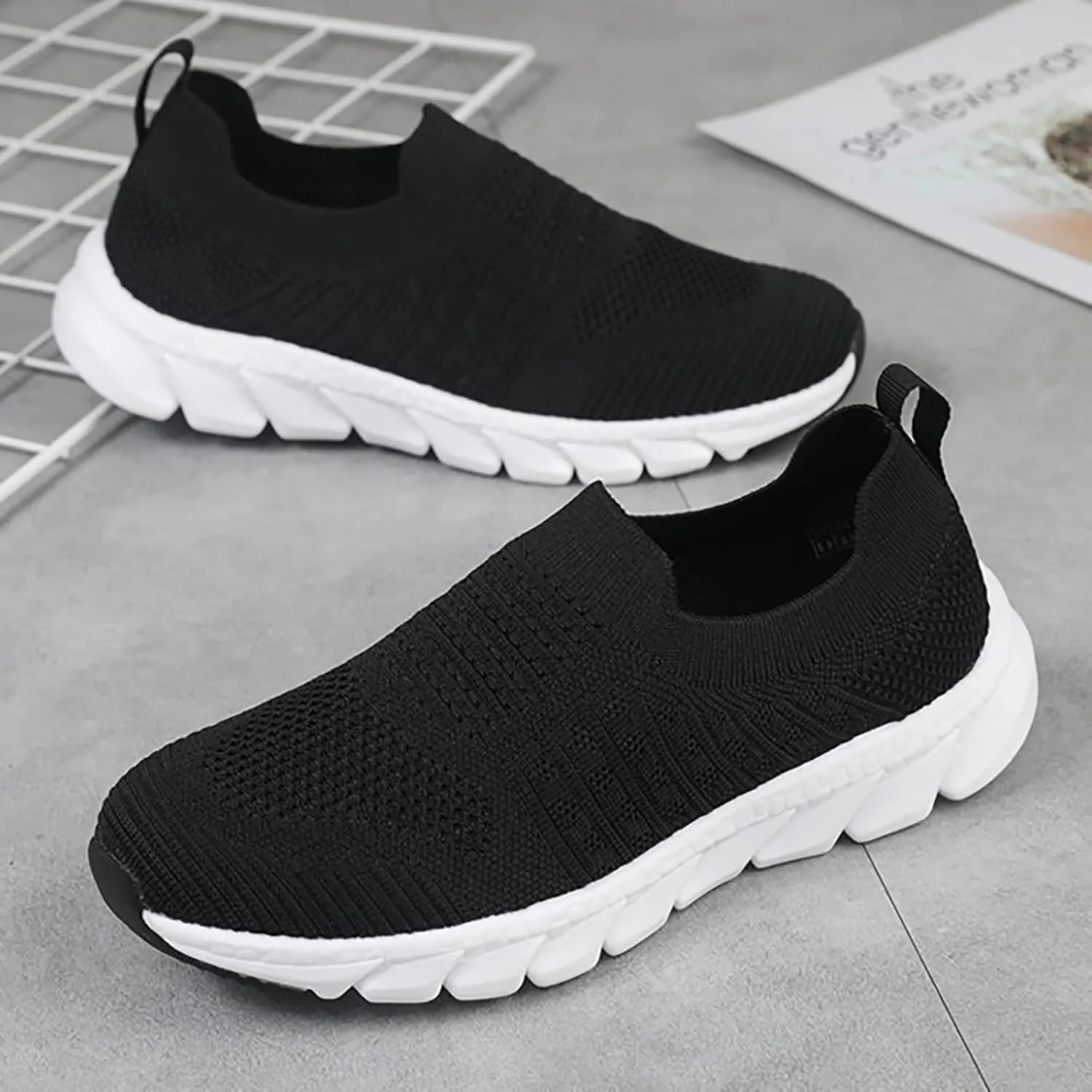 Women’s Slip-On Shoes Casual Lace-Free Walking Loafers Slip On Shoes Women Wide Width White Casual Shoes Chunky Sneakers Red Tennis Shoe Casual Loafers