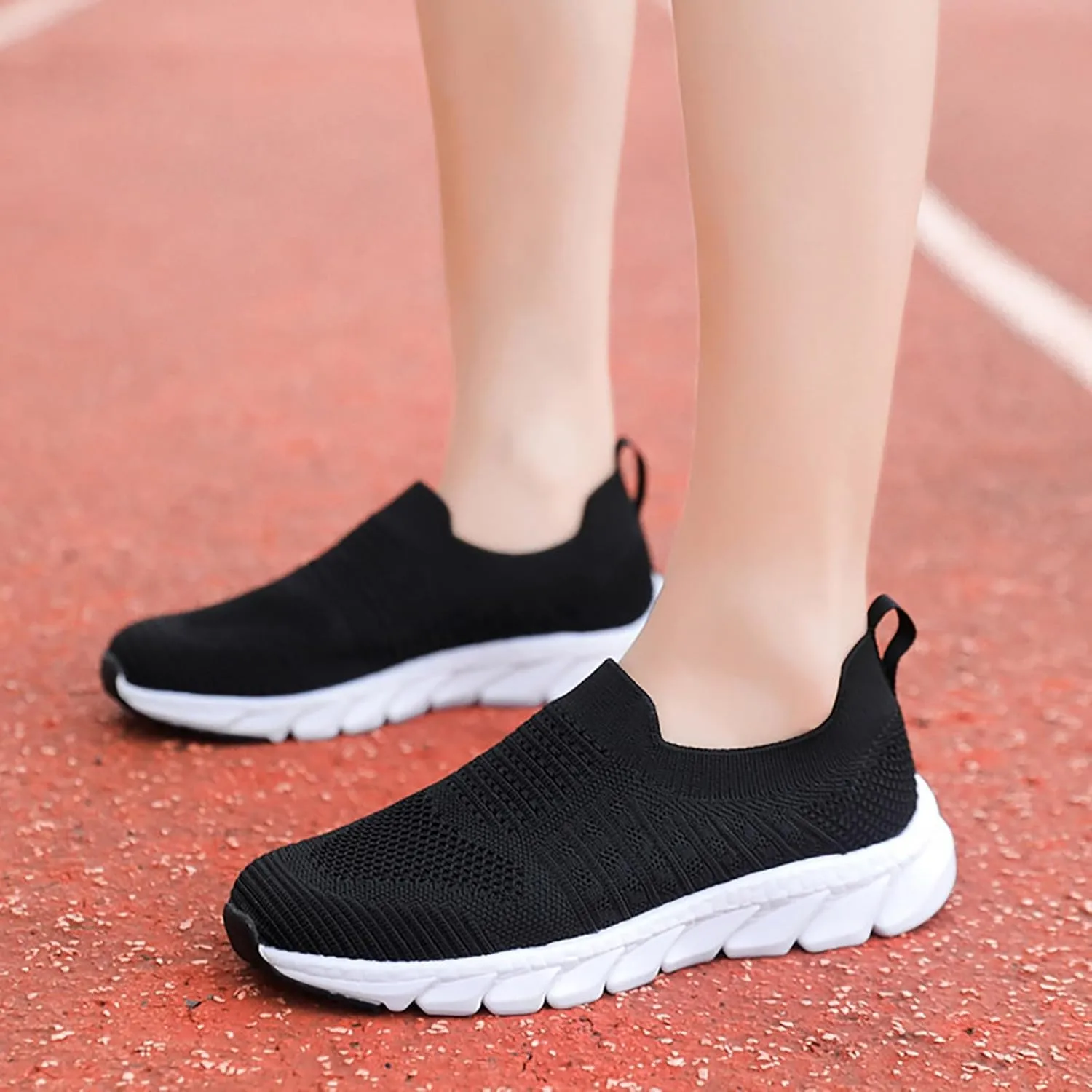 Women’s Slip-On Shoes Casual Lace-Free Walking Loafers Slip On Shoes Women Wide Width White Casual Shoes Chunky Sneakers Red Tennis Shoe Casual Loafers
